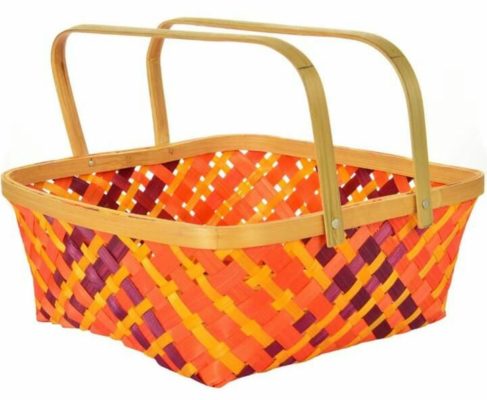 Bamboo Basket With Handle - 8" x 8"