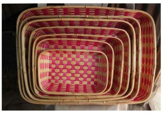 Bamboo Rectangular Tray - Set of 7 (Assorted color), EBB121