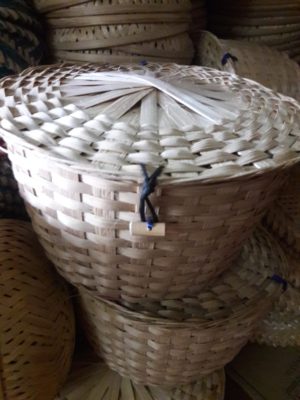 Bamboo Basket with Lid - Natural, EBB355