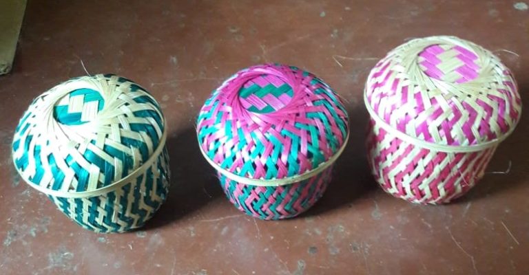 Bamboo Basket with Lid, Color / Natural, EBB127