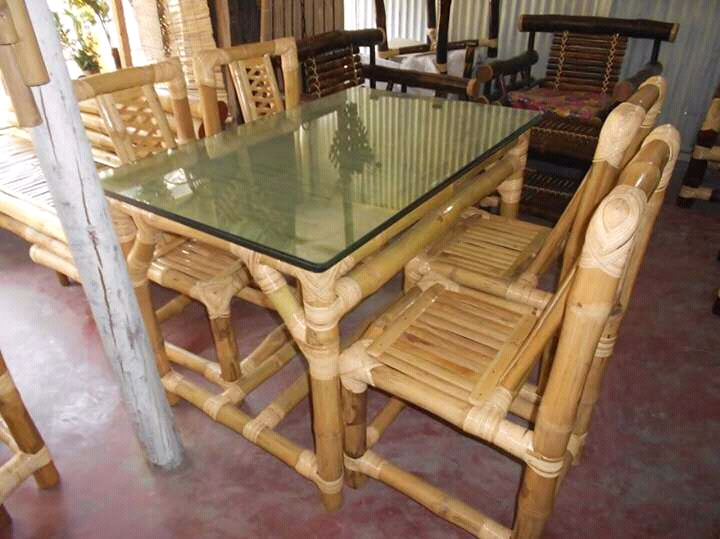 Bamboo Dining Table With 4 Chairs, Wood Dining Table Set In Philippines