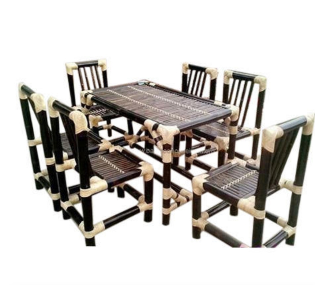 Black Bamboo Dining Table With 6 Chairs Ethica Online