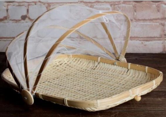 Bamboo Basket 3 Handle With Net , EBB418