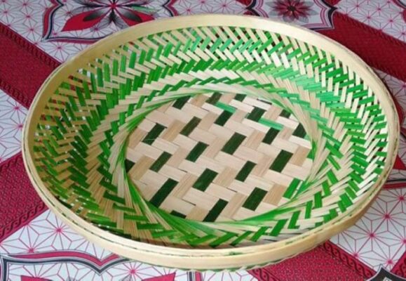 Bamboo Designer Round Basket, EBB391
