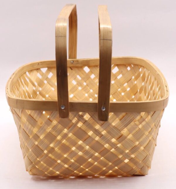 Handmade Bamboo Basket Plain  Square Baskets 8 Inches with Handle