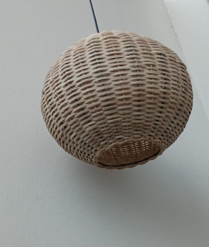 Cane Globe Lampshade with Iron Frame Without electrical accessories